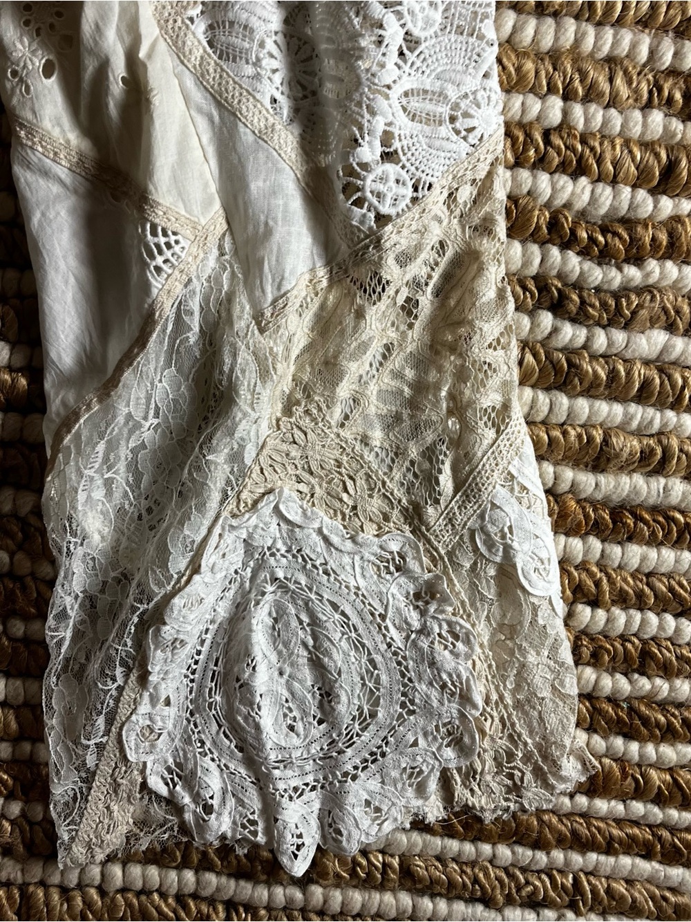 NWT Kimchi Blue Cream Lace Patchwork Wide-Leg Pants - Picture 7 of 10